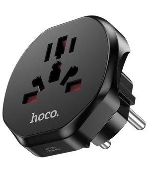 Мережевий універсальний перехідник Hoco AC6 3in1 (EU) Black