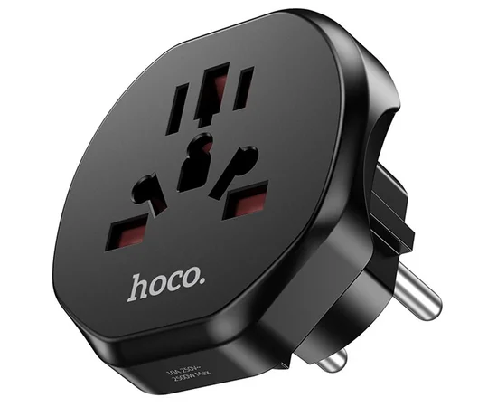 Сетевой универсальный переходник Hoco AC6 3in1 (EU) Black