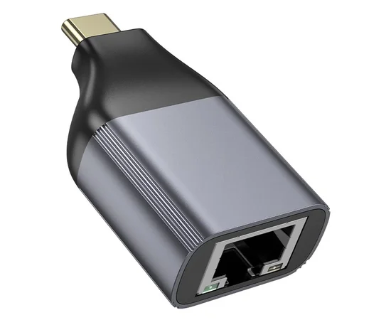 Переходник Hoco UA35 Type-C to RJ45 Metal grey