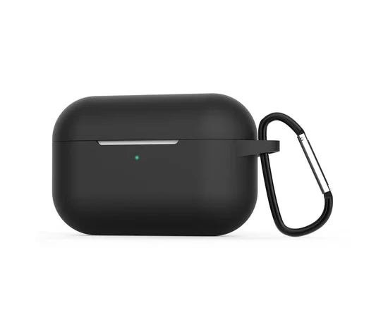 Силиконовый футляр с карабином для наушников AirPods Pro Черный / Black
