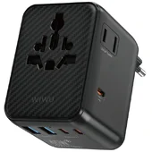 Сетевой универсальный переходник WIWU UA010 Warrior GaN 45W + 2USB-A/3C Black