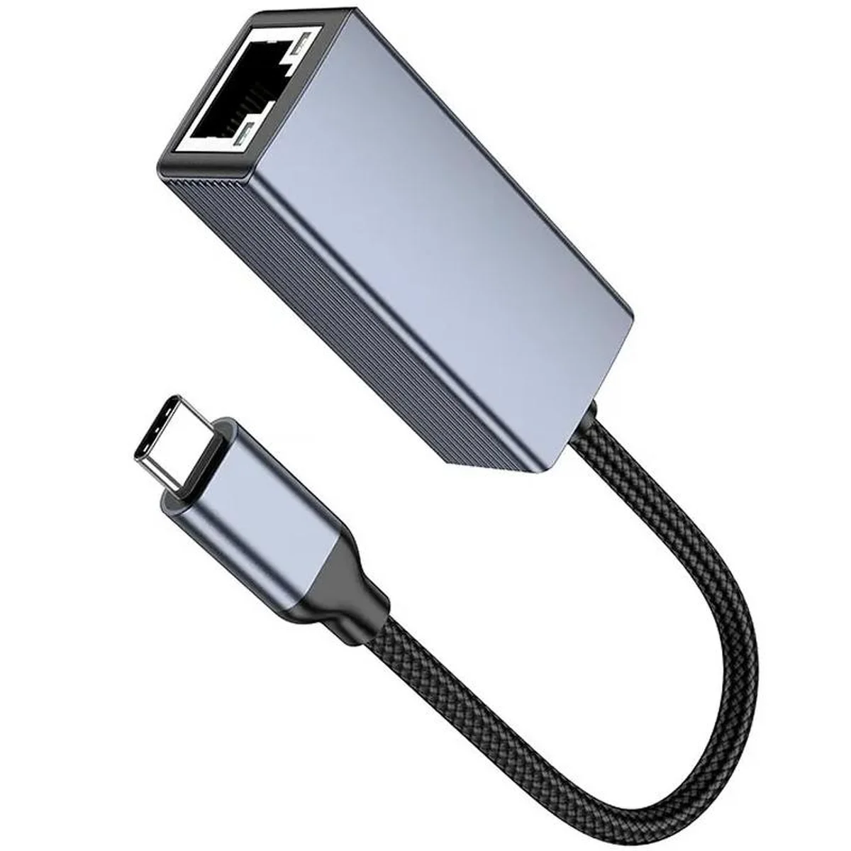 Переходник Hoco UA37 Portable Type-C to RJ45 1000 Mbs (0.15m) Metal gray