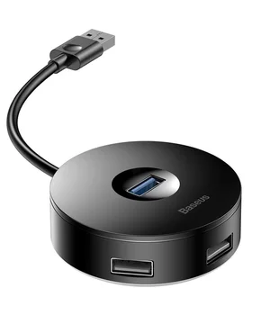 Перехідник HUB Baseus Round Box USB to USB 3.0 + 3USB 2.0 (CAHUB-F) Чорний