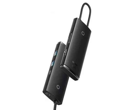 Перехідник HUB Baseus Lite Series 6in1 (Type-C to HDMI + 2xUSB 3.0 + PD+SD/TF) (WKQX05) Black