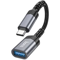 Переходник Hoco UA24 Type-C male to USB female 3.0 Metal gray