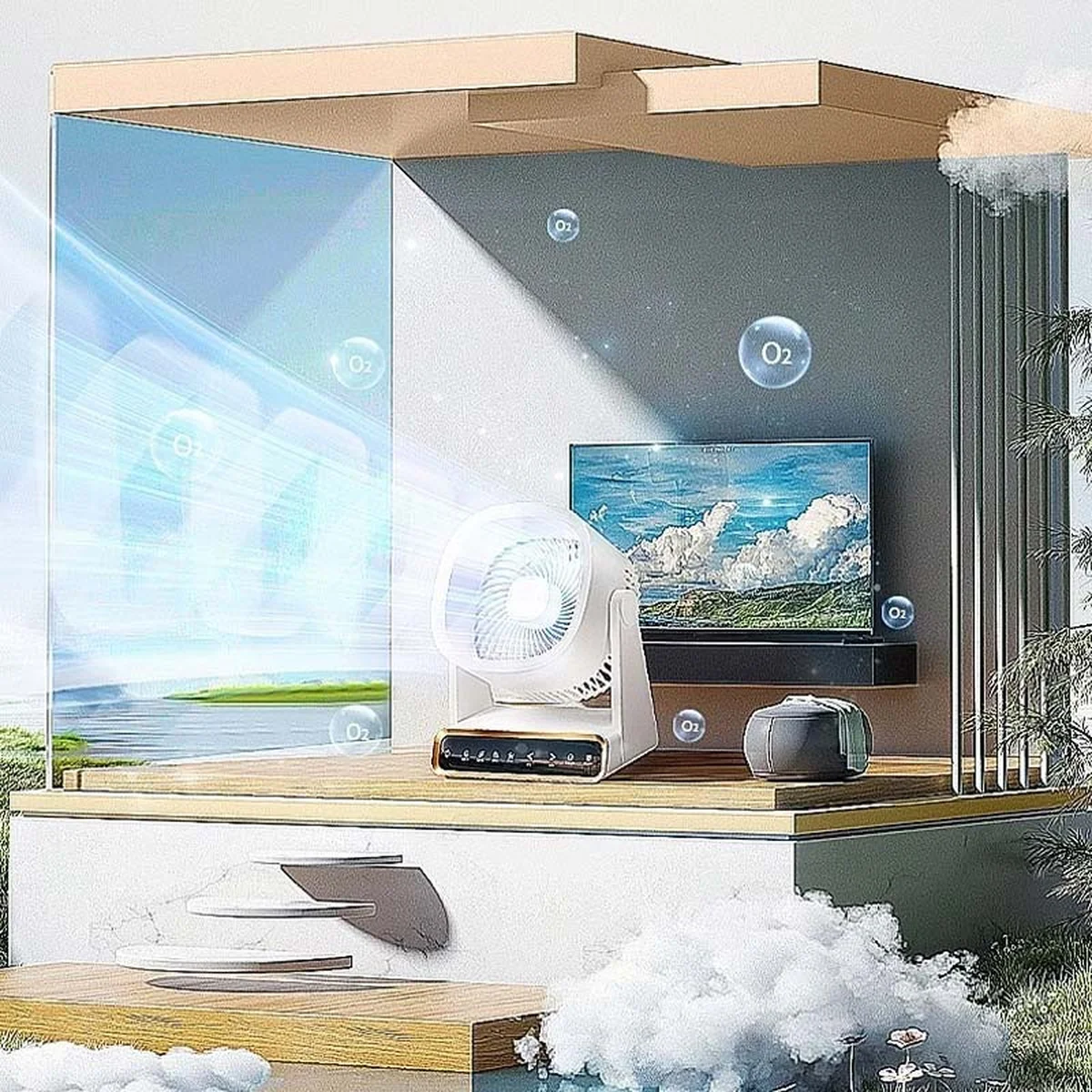 Настольный вентилятор F16 Smart 4000mAh White