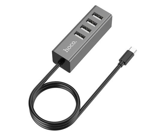 Переходник HUB Hoco HB1 USB 4 port (1m) Стальной