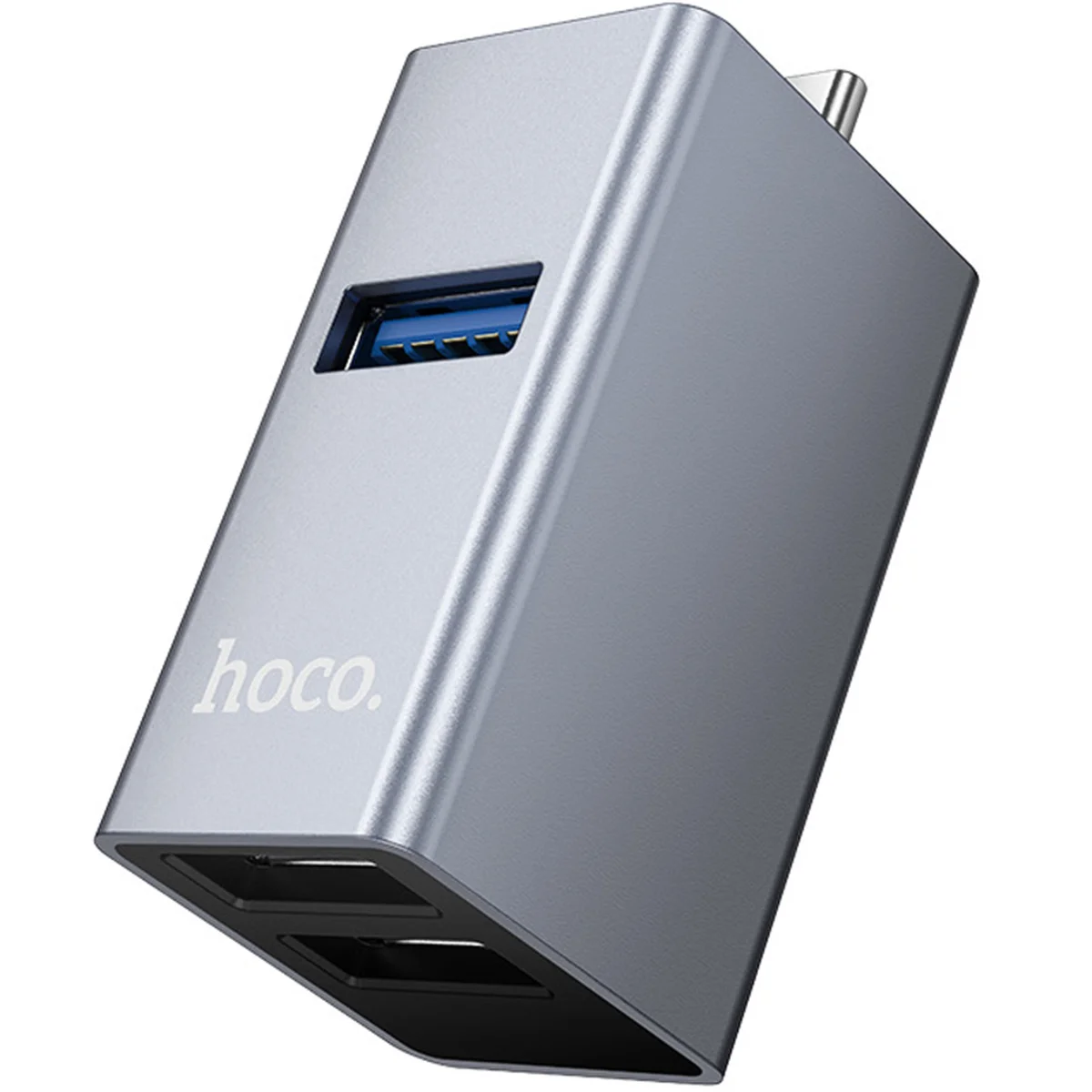 Переходник HUB Hoco HB54A 3in1 (Type-C to 2xUSB2.0+USB3.0) Metal grey