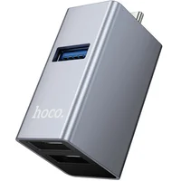 Переходник HUB Hoco HB54A 3in1 (Type-C to 2xUSB2.0+USB3.0) Metal grey