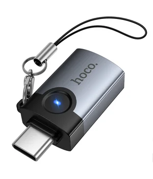 Перехідник Hoco UA46C Type-C Male to USB Female USB3.0 Metal gray