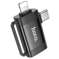 Переходник Hoco UA31F OTG 2in1 Lightning male/Type-C male to USB female Black