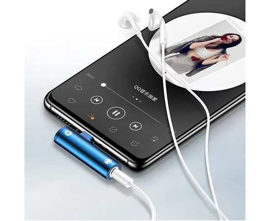 Переходник Usams US-SJ277 AU07 Type-C to Aux 3.5mm Синий