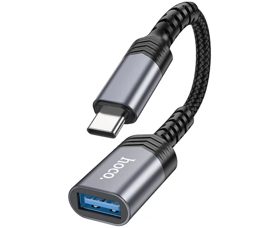 Переходник Hoco UA24 Type-C male to USB female 3.0 Metal gray