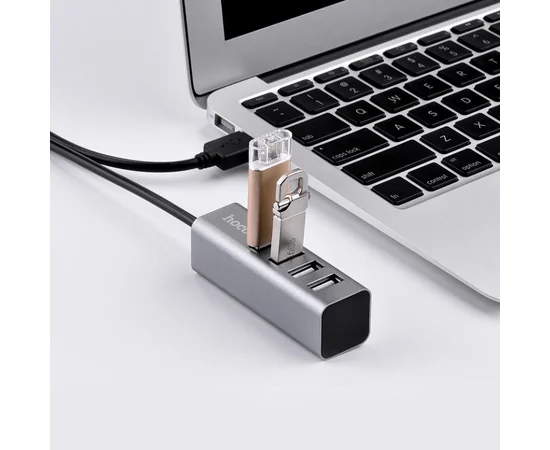 Переходник HUB Hoco HB1 USB 4 port (1m) Серый