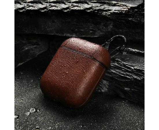 Кожаный футляр Leather series для наушников AirPods Коричневый