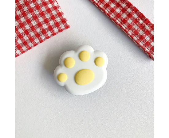 Держатель для телефона 3D Лапа белая/желтая