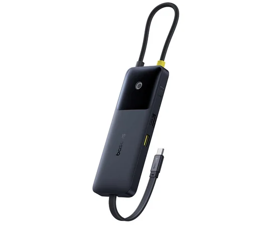 Переходник HUB Baseus OS Dual Fast Charging 6in1 (Type-C to HDMI4K@60Hz+2xUSB-A+3xUSB-C) (B0007090) Cosmic Black