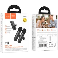 Петличный беспроводной микрофон Hoco L20A Mini Voice (Lightning/Type-C) 60 mAh Black