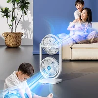 Настольный вентилятор Double head с регулировкой угла наклона 3000 mAh White