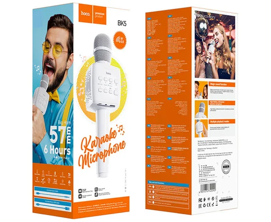 Караоке Мікрофон-колонка Hoco BK5 Білий