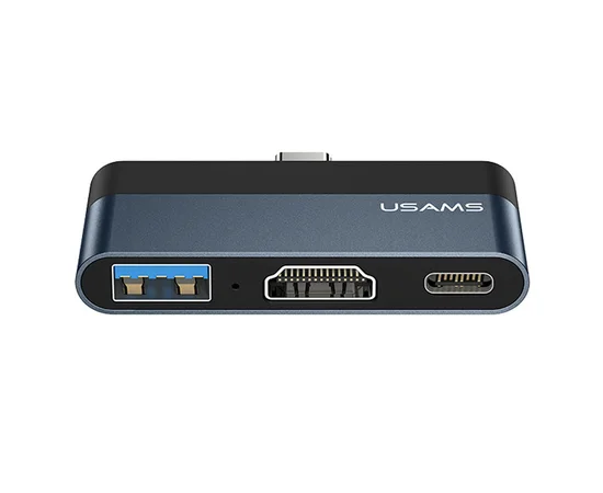 Переходник HUB Usams US-SJ492 Type-C Mini Hub (USB + HDMI + Type-C) Темно-серый