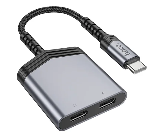 Переходник Hoco LS40 Type-C to dual Type-C Metal gray