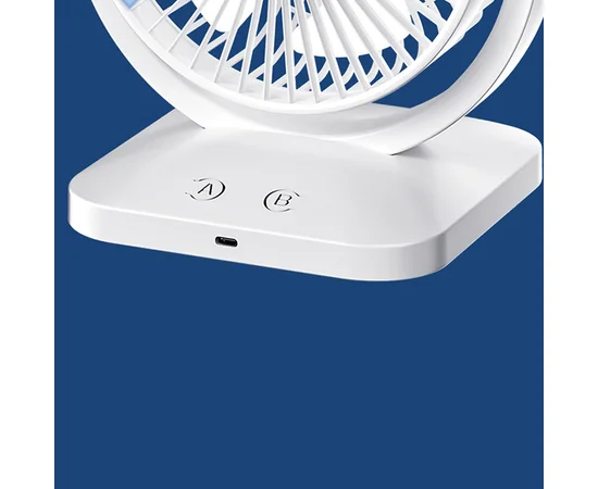 Настольный вентилятор Double head с регулировкой угла наклона 3000 mAh White