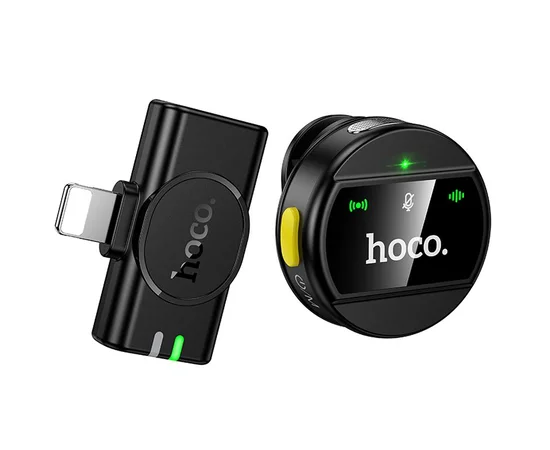 Петличный беспроводной микрофон Hoco L21 Charm Lightning Black