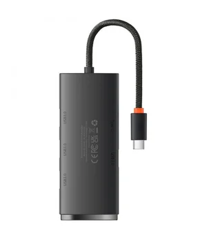 Переходник HUB Baseus Lite Series 4in1 (Type-C to 4xUSB 3.0) 25cm (WKQX03) Black