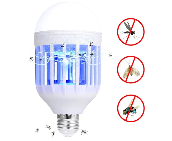 Антимоскитная светодиодная лампочка 2 в 1 против комаров,москитов,мошек фумигатор Белый