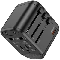 Сетевой универсальный переходник Hoco AC15 Walker PD20W+QC3.0 (2USB-A/1C) (EU) Black