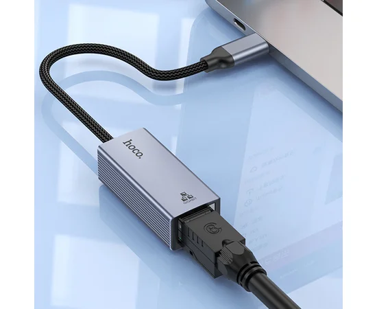 Интернет адаптер Hoco UA37 1000 Mbps (Type-C to RJ45) Metal gray