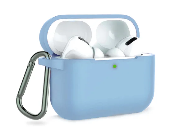 Силиконовый футляр с карабином для наушников AirPods Pro Голубой / Lilac Blue