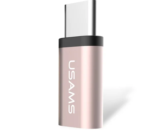 Переходник Usams US-SJ021 Type-C to Micro USB Розовый / Rose Gold