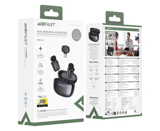 Петличный беспроводной микрофон Acefast R2 Type-C Black