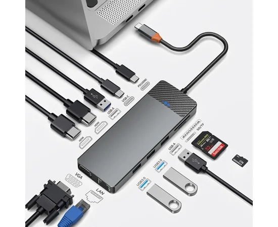 Переходник HUB WIWU Linker Series 12 in 1 Pro Grey