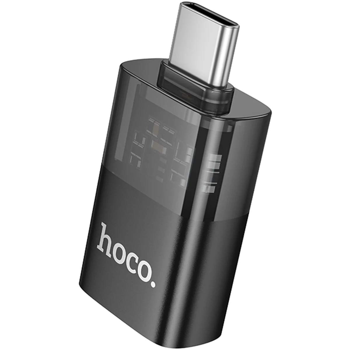 Перехідник Hoco UA36B OTG Type-C male to USB female transparent Black