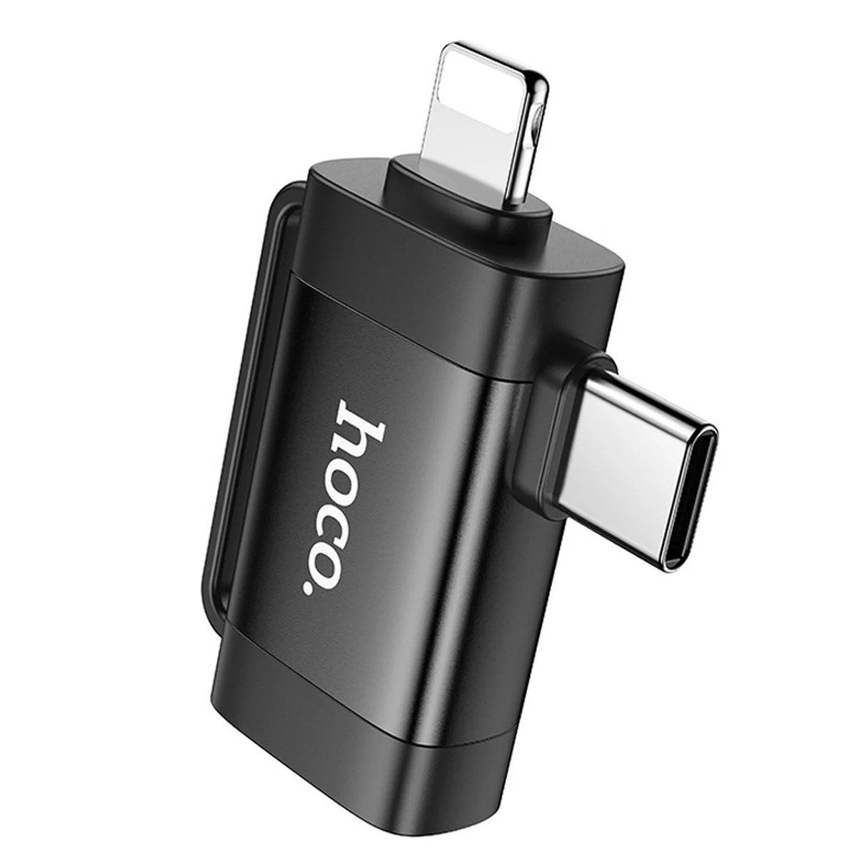 Переходник Hoco UA31F OTG 2in1 Lightning male/Type-C male to USB female Black