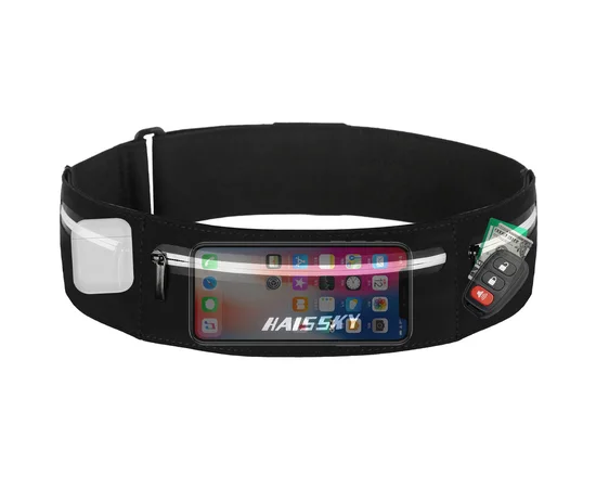 Спортивная сумка на пояс Haissky с водооталкивающим покрытием Черный