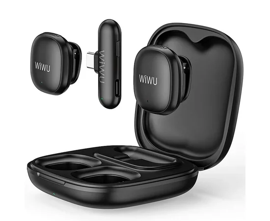 Петличный беспроводной микрофон WiWU Wi-WM006 AI Adaptive Noise Reduction Type-C Black
