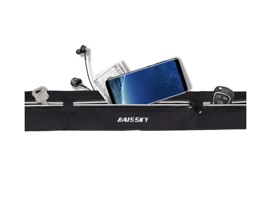 Спортивная сумка на пояс Haissky с водооталкивающим покрытием Черный