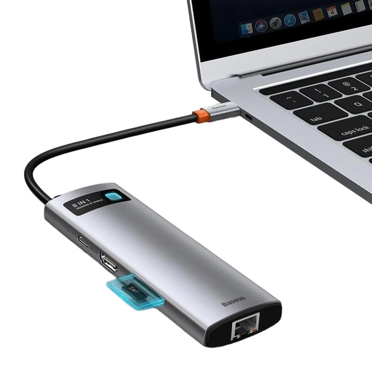 Переходник HUB Baseus Metal Gleam Series 7-Port (Type-C to HDMI+USB3.0*3+PD+RJ45) (B0003070) Station Gray