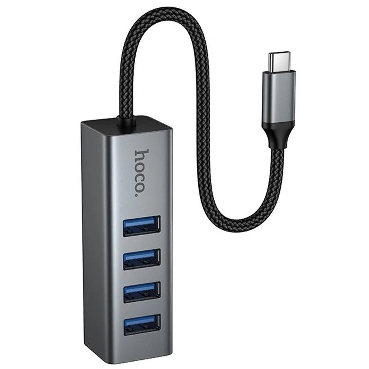 Перехідник HUB Hoco HB1C 4in1 (Type-C to 4xUSB 3.0) (0.2m) Metal gray