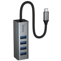 Перехідник HUB Hoco HB1C 4in1 (Type-C to 4xUSB 3.0) (0.2m) Metal gray