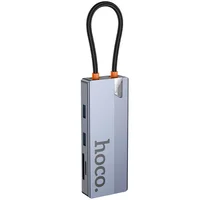 Переходник HUB Hoco HB52 Wow 8in1 (Type-C to HDTV+RJ45+SD/TF+PD+Type-C3.0+2xUSB3.0) Deep space gray