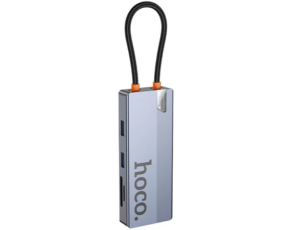 Переходник HUB Hoco HB52 Wow 8in1 (Type-C to HDTV+RJ45+SD/TF+PD+Type-C3.0+2xUSB3.0) Deep space gray