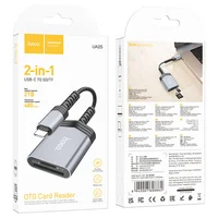 Картридер Hoco UA25 2in1 Type-C Metal gray