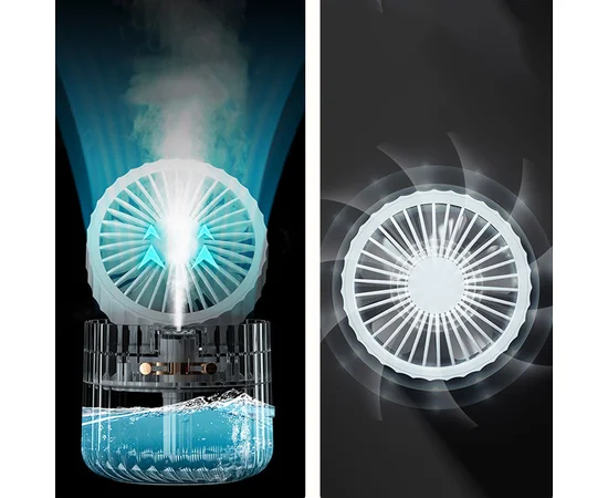 Настольный вентилятор Rapid Cooling 3in1 с водяным охлаждением и подсветкой 1200 mAh Pink