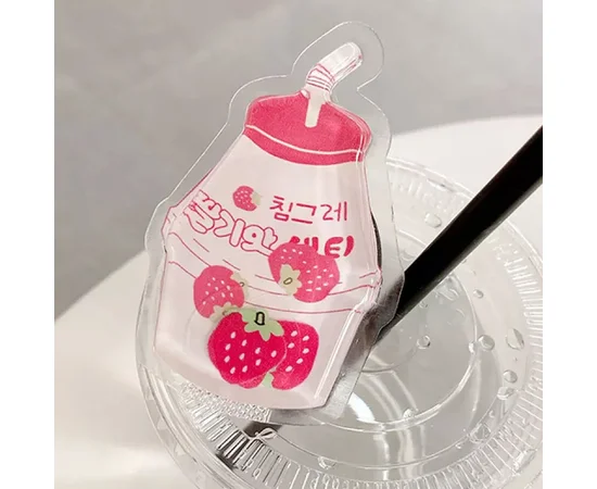 Держатель для телефона круглый (liquid shine) Напиток Клубника/Розовый