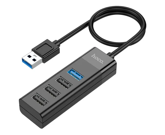 Переходник Hoco HB25 Easy mix 4in1 (USB to USB3.0+USB2.0*3) Черный
